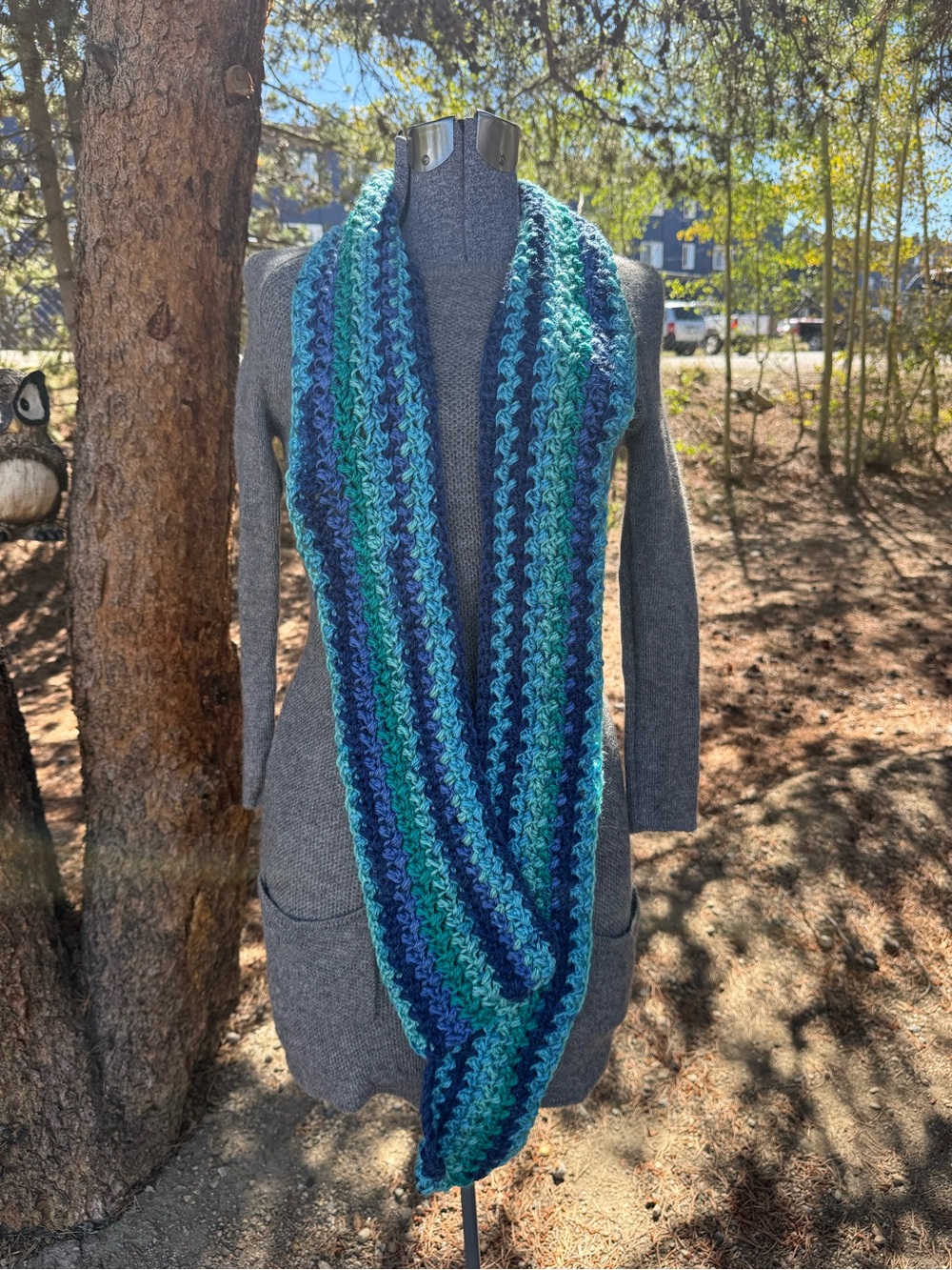 Cozy Striped Scarf - Blue & Teal